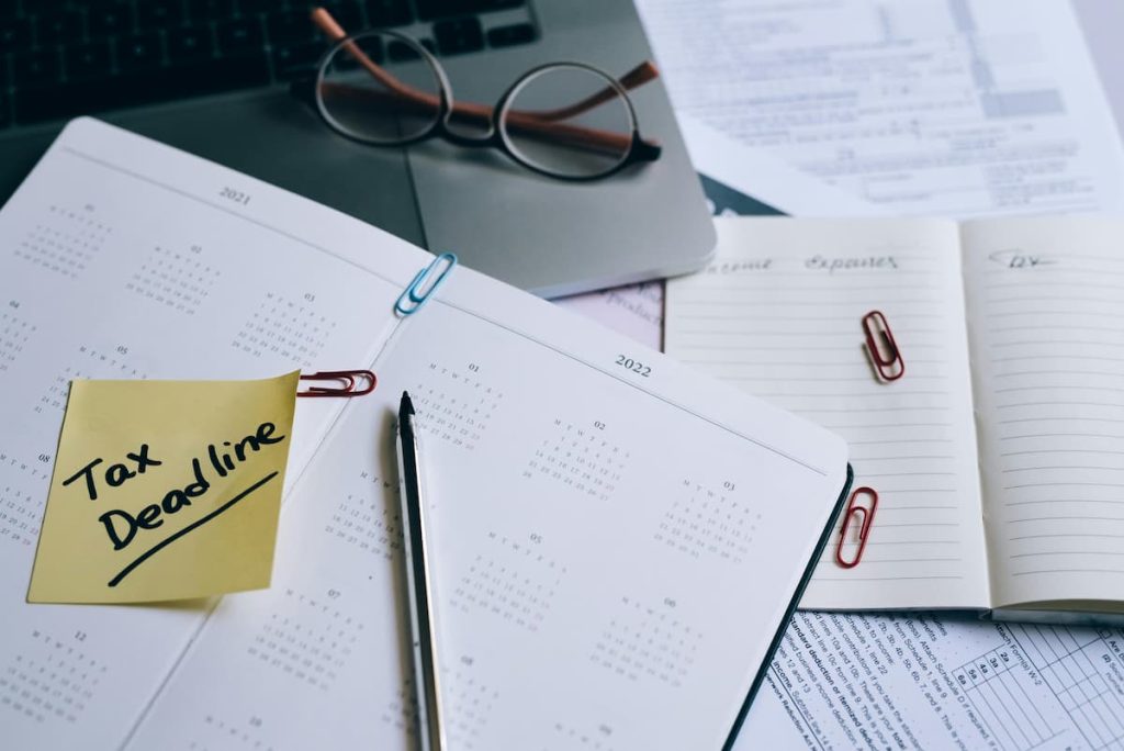 A tax compliance calendar with key SARS deadline dates marked